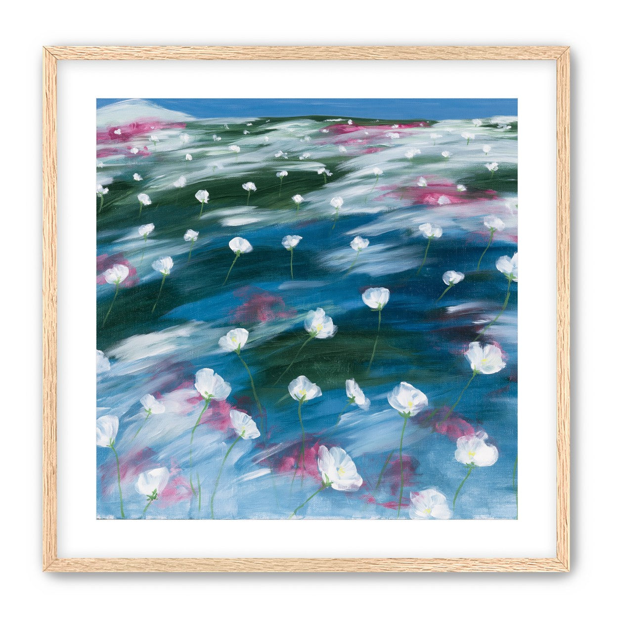 White flowers in windblown hills