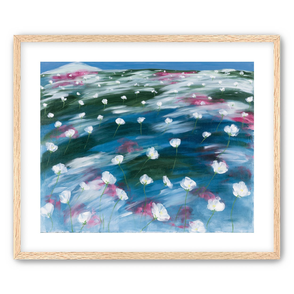 White flowers in windblown hills