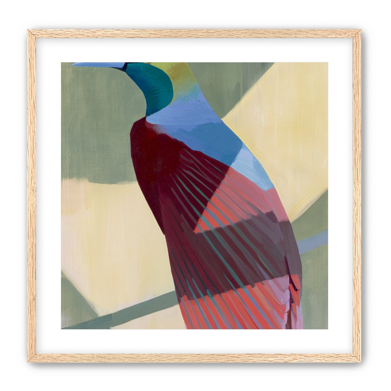 Teal throat on maroon wing