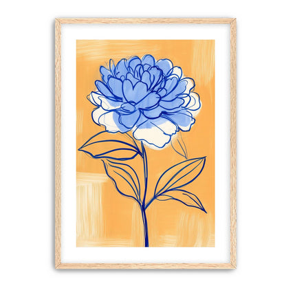 Blue Flower on Orange Field