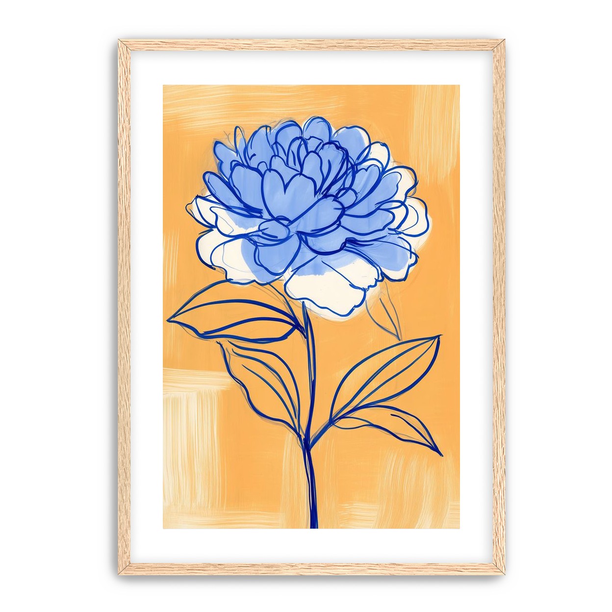 Blue Flower on Orange Field