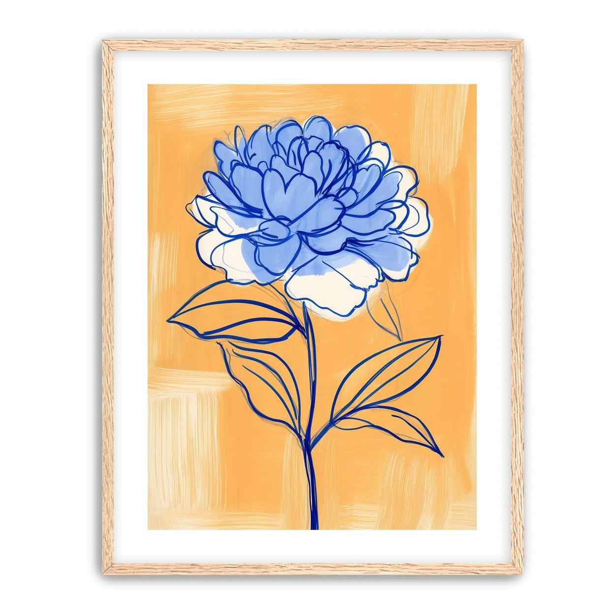 Blue Flower on Orange Field