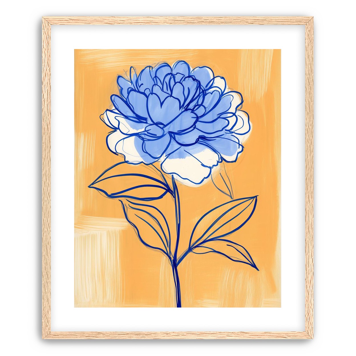 Blue Flower on Orange Field