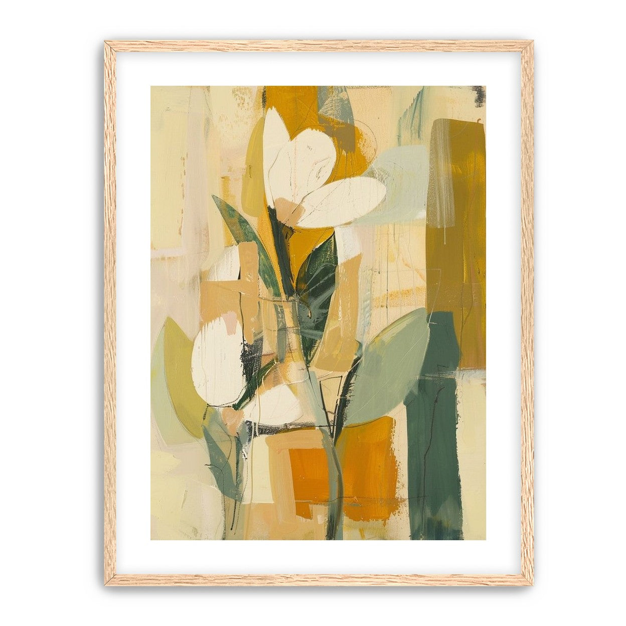 White forms within ochre blocks