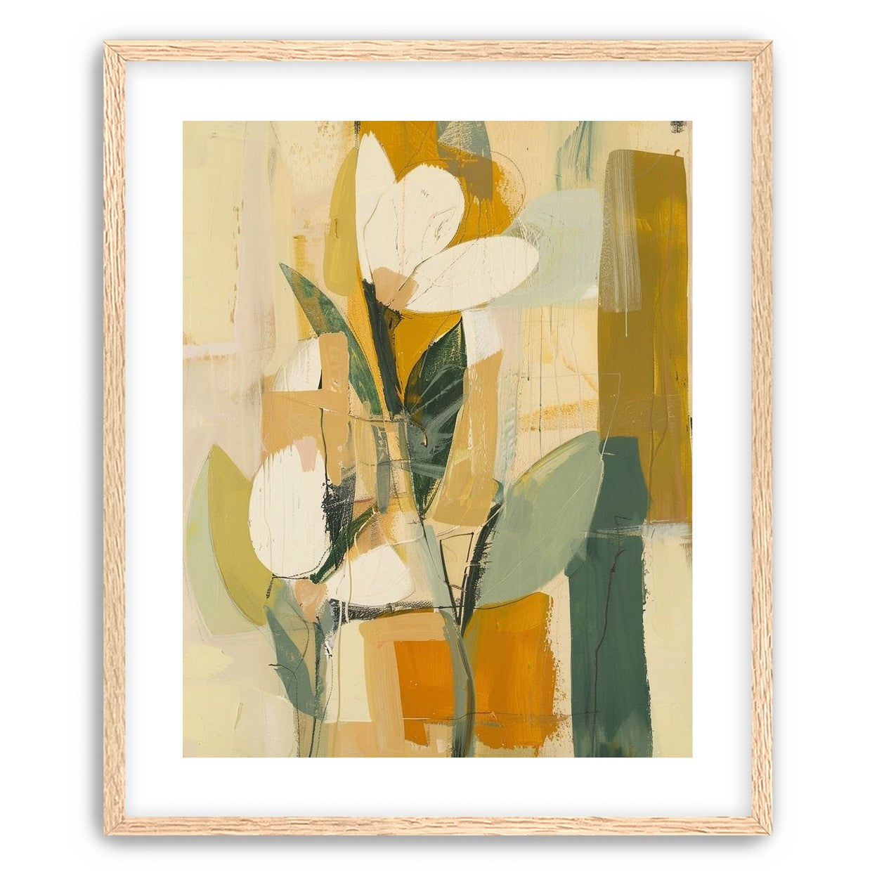 White forms within ochre blocks