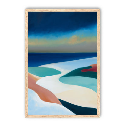 Sandbars under a heavy blue sky