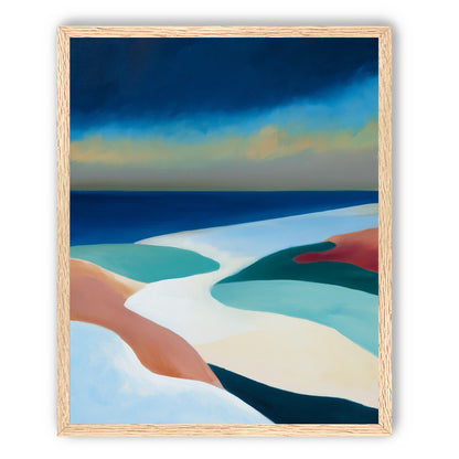 Sandbars under a heavy blue sky