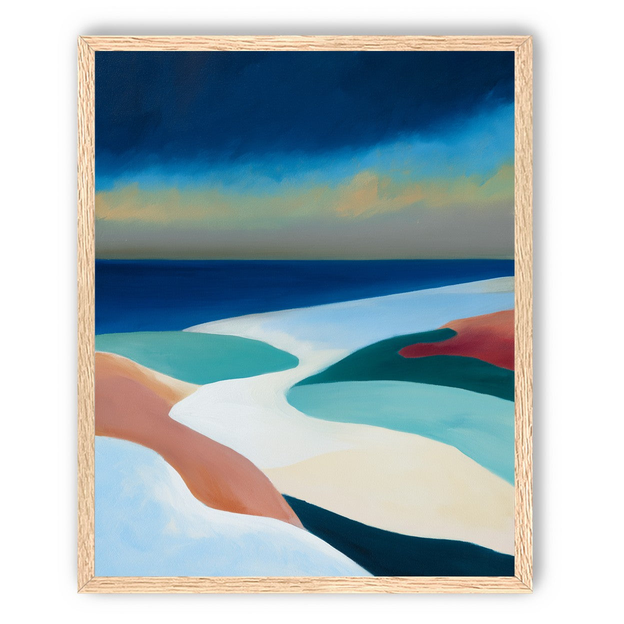 Sandbars under a heavy blue sky