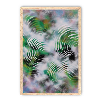 White haze over green spirals