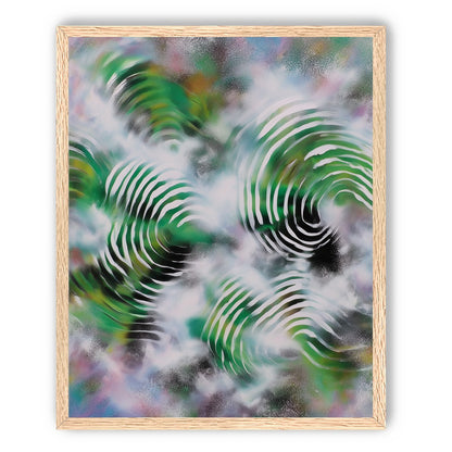 White haze over green spirals