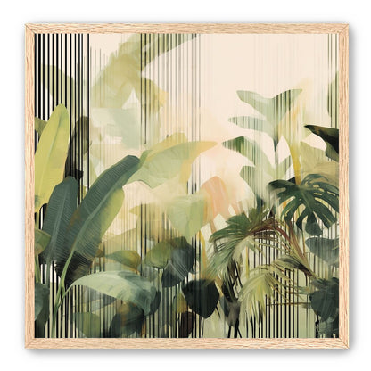 Green leaves in striped light