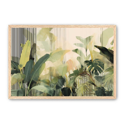 Green leaves in striped light