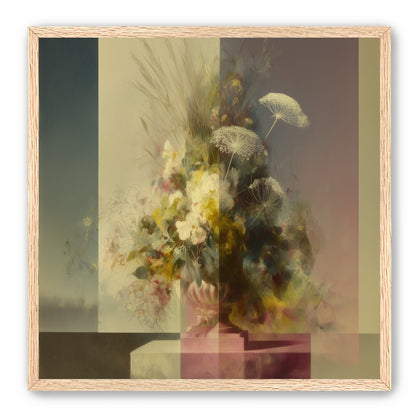 Vase of flowers within panes