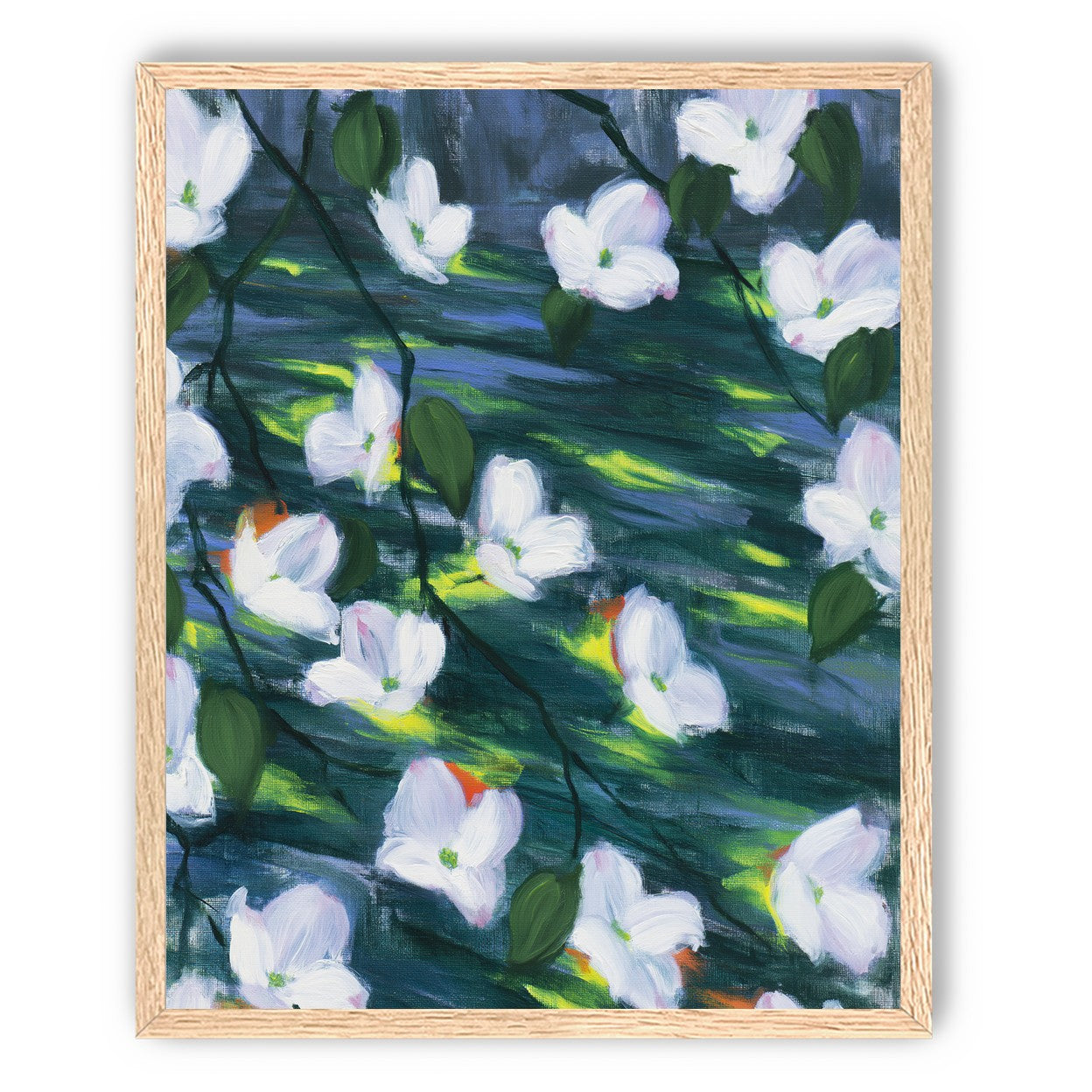 White blossoms on dark water