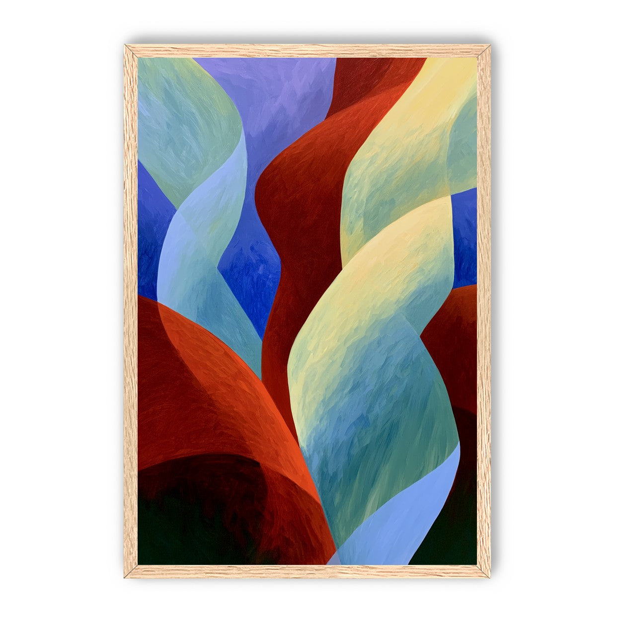 Red slips through cool blues