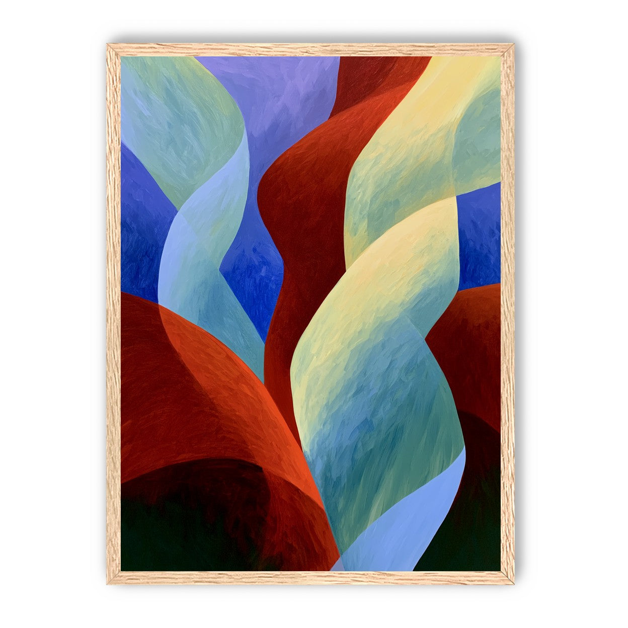 Red slips through cool blues