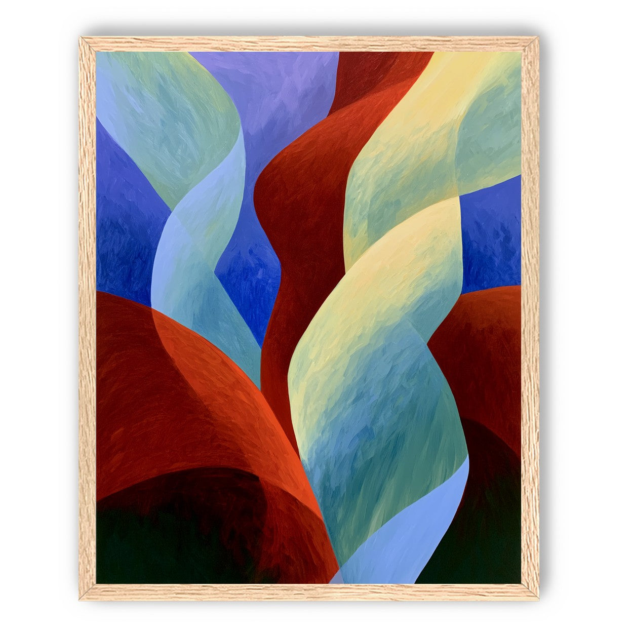 Red slips through cool blues