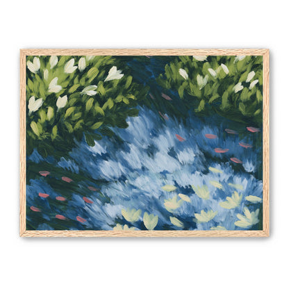 Water lilies over passing fish