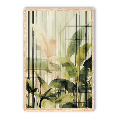Green leaves in peach light
