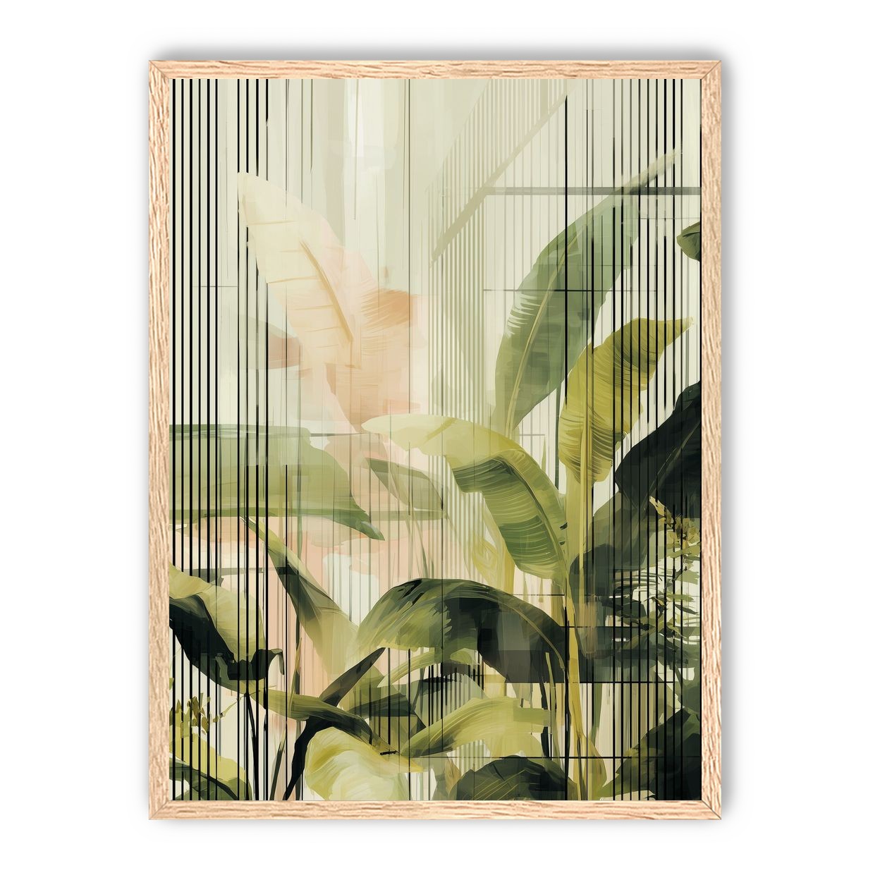 Green leaves in peach light