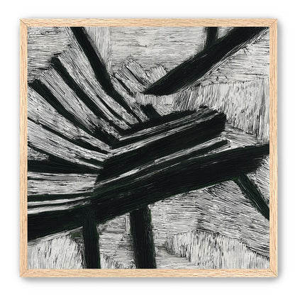 Black cuts through white grain