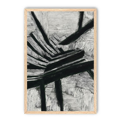 Black cuts through white grain