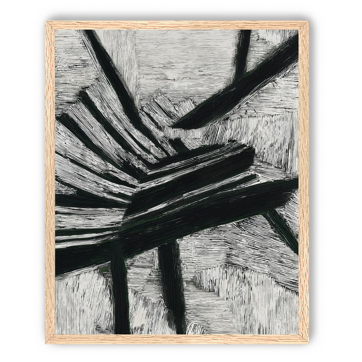 Black cuts through white grain