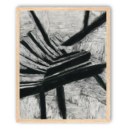 Black cuts through white grain