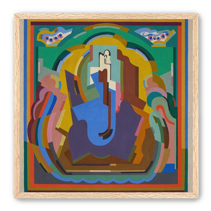 A figure under painted arches