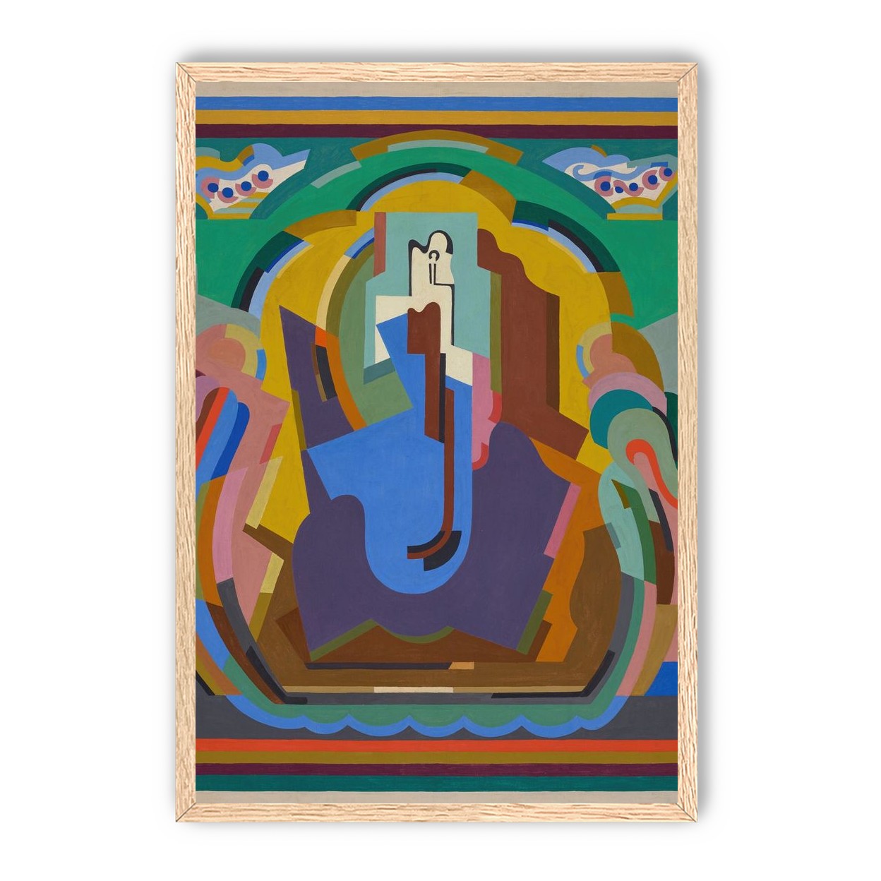 A figure under painted arches