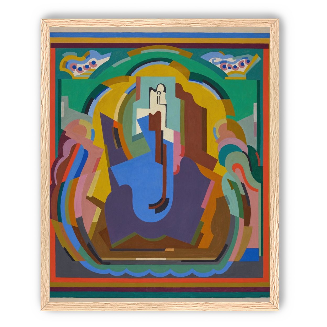 A figure under painted arches