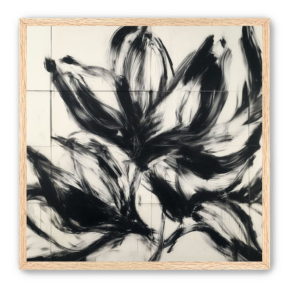Black petals on pale grid