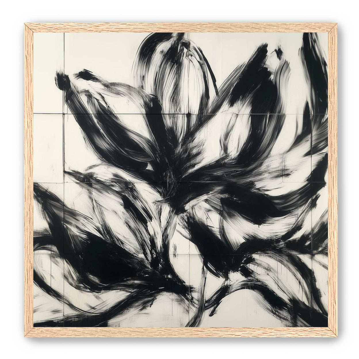Black petals on pale grid