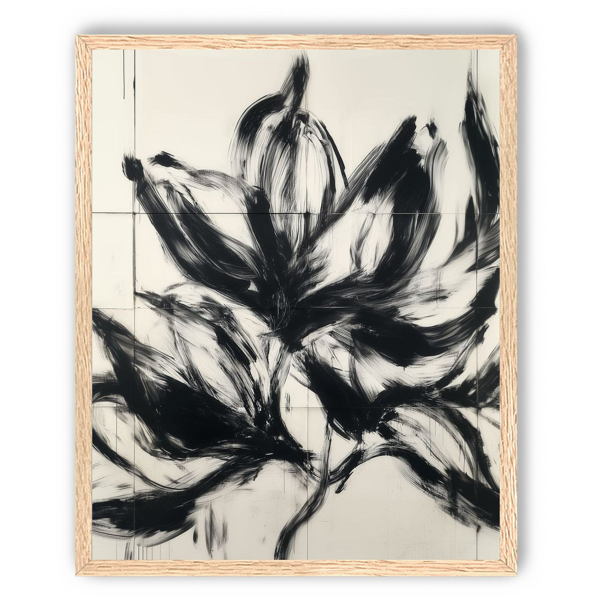 Black petals on pale grid