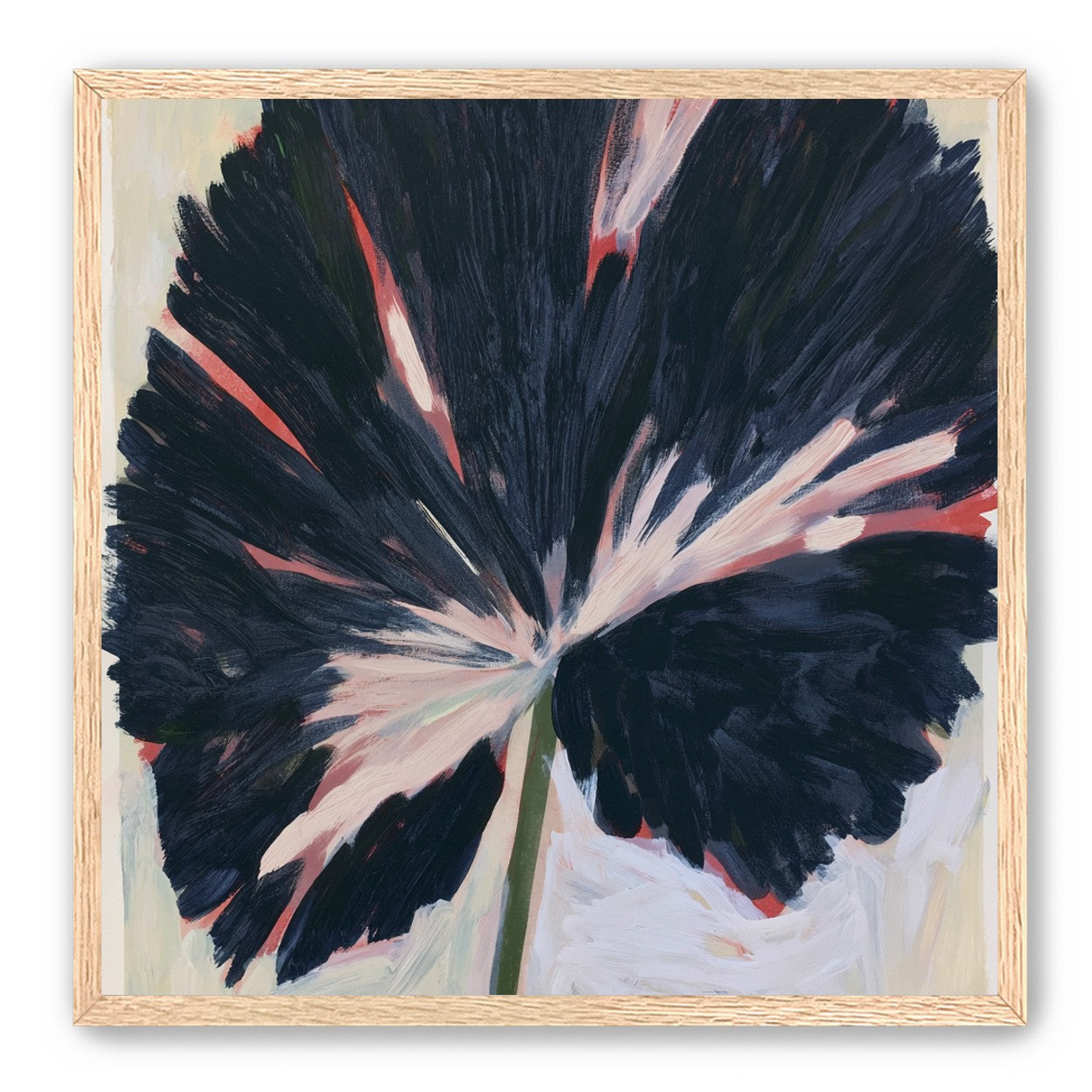 Dark petals across pale ground