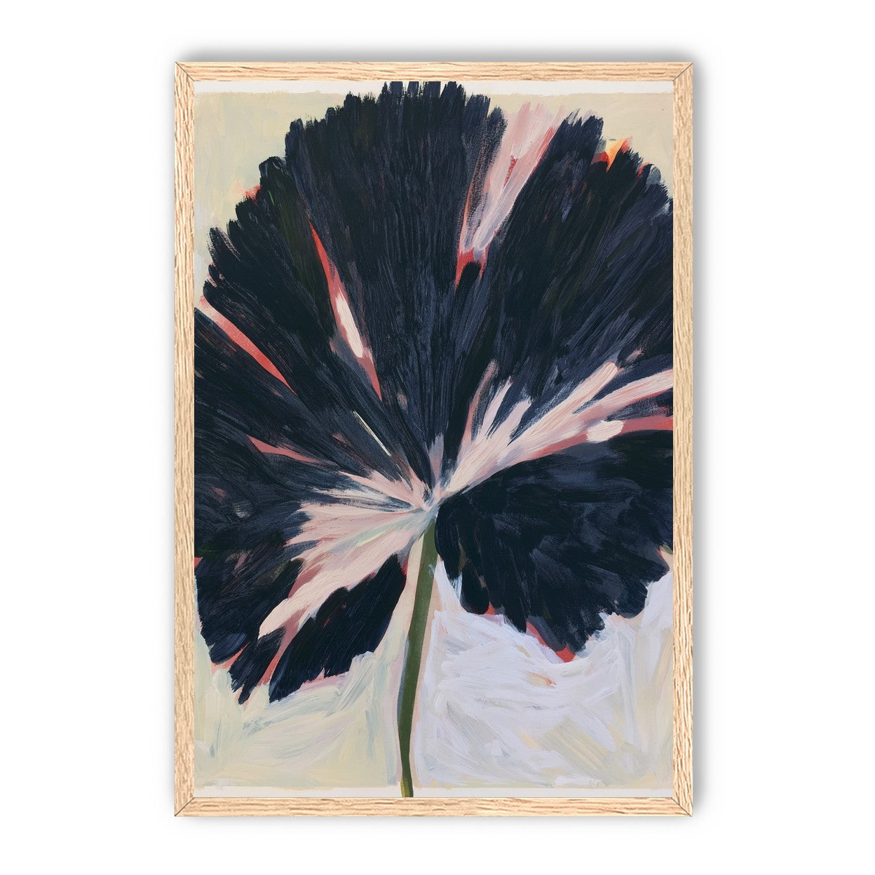 Dark petals across pale ground