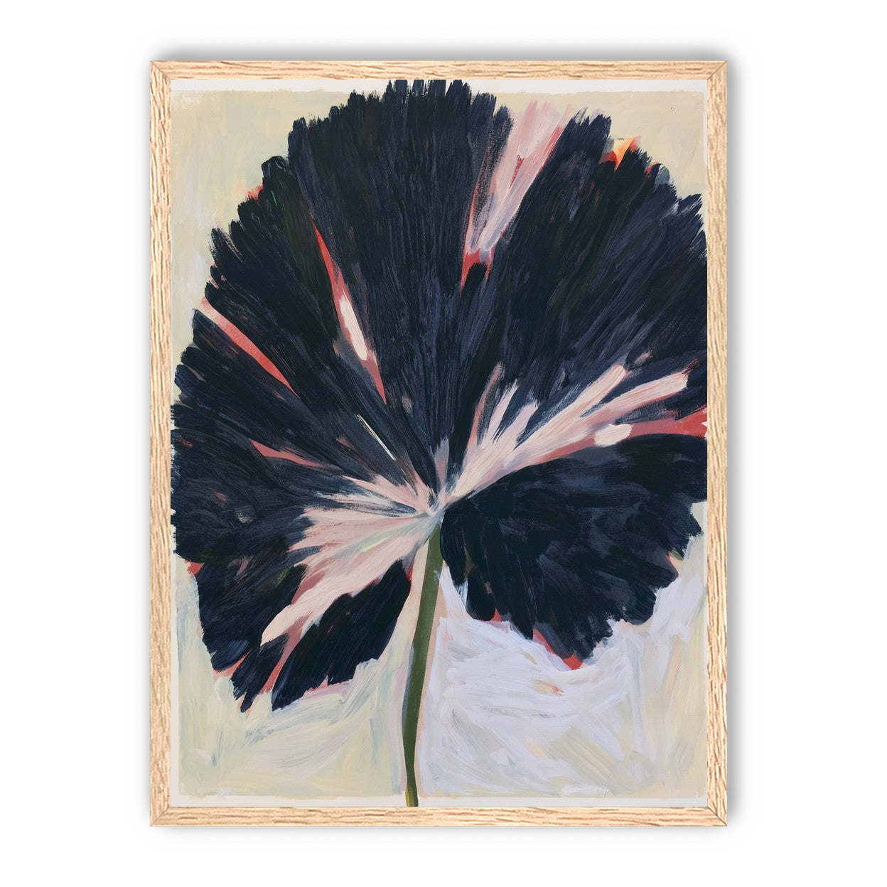 Dark petals across pale ground