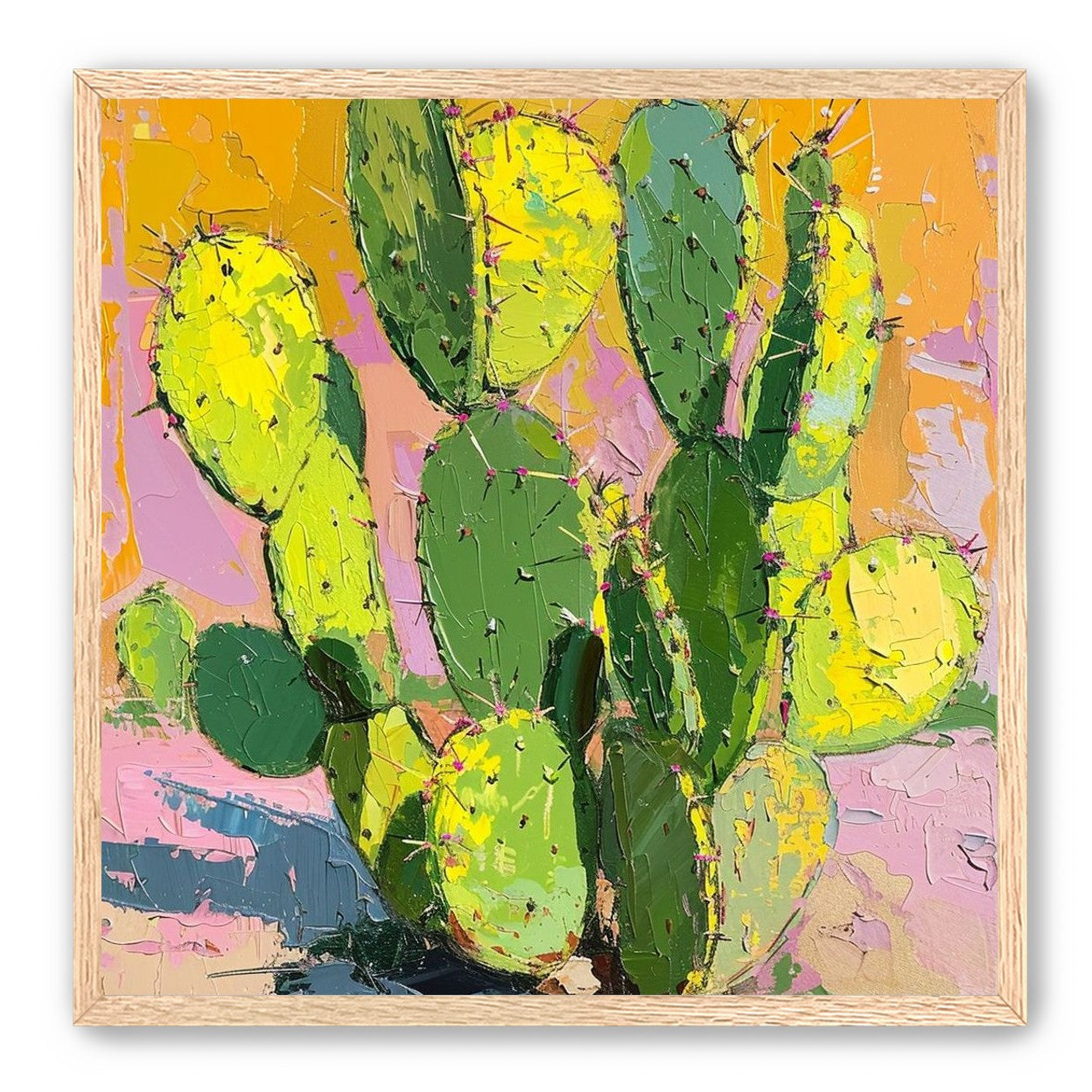 Thick paint on cactus pads