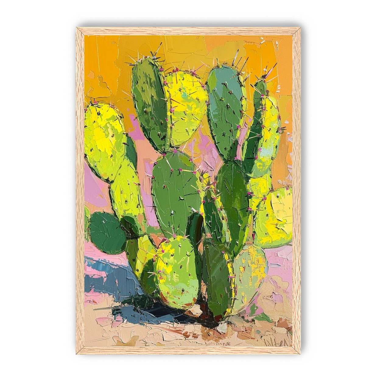 Thick paint on cactus pads