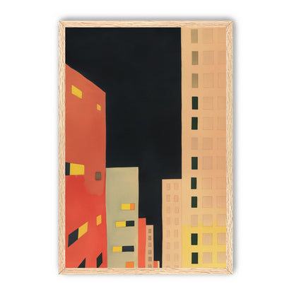 Lit windows in black sky