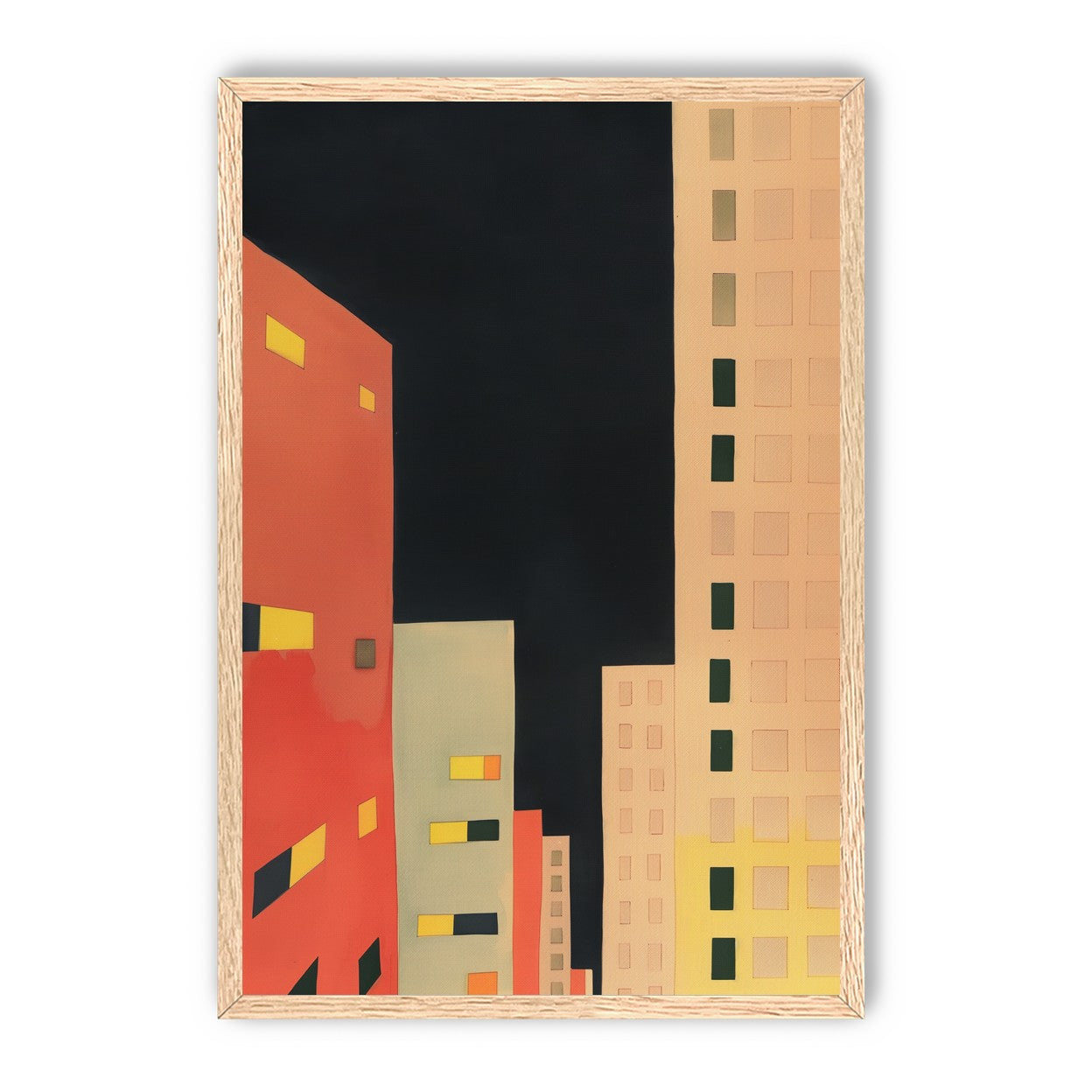Lit windows in black sky