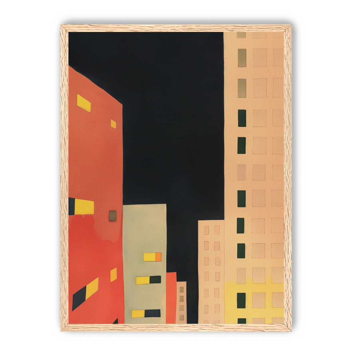 Lit windows in black sky