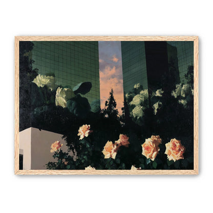 Roses under green towers