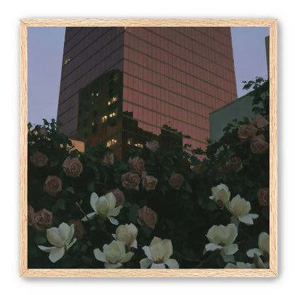 Pink tower above magnolias
