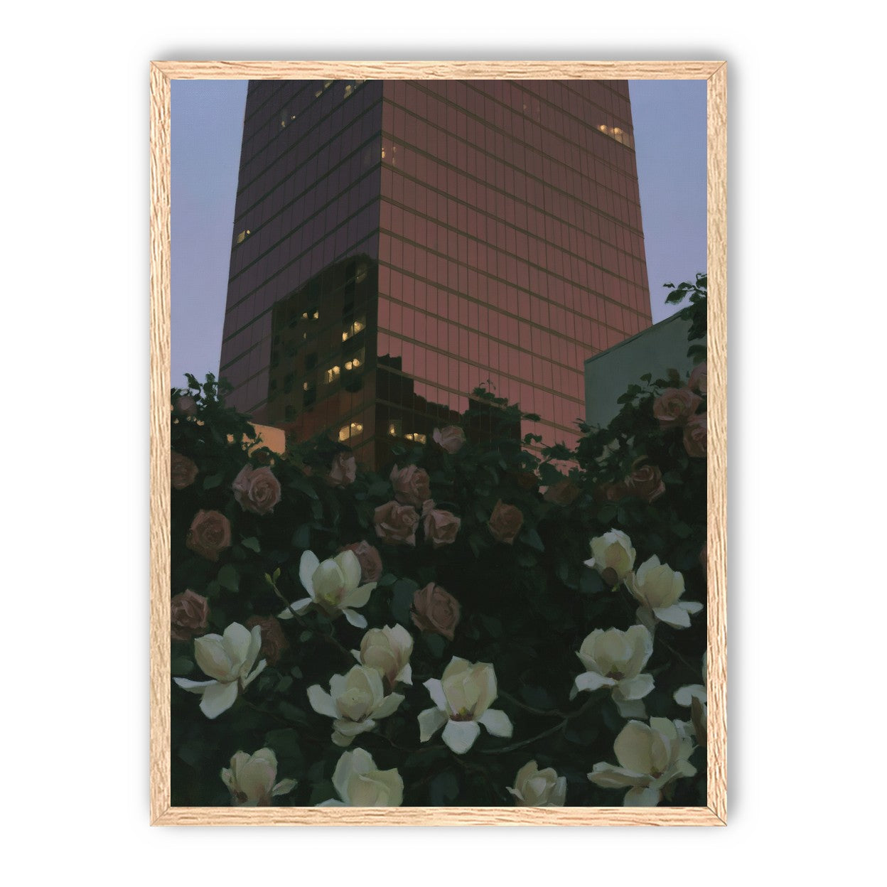 Pink tower above magnolias
