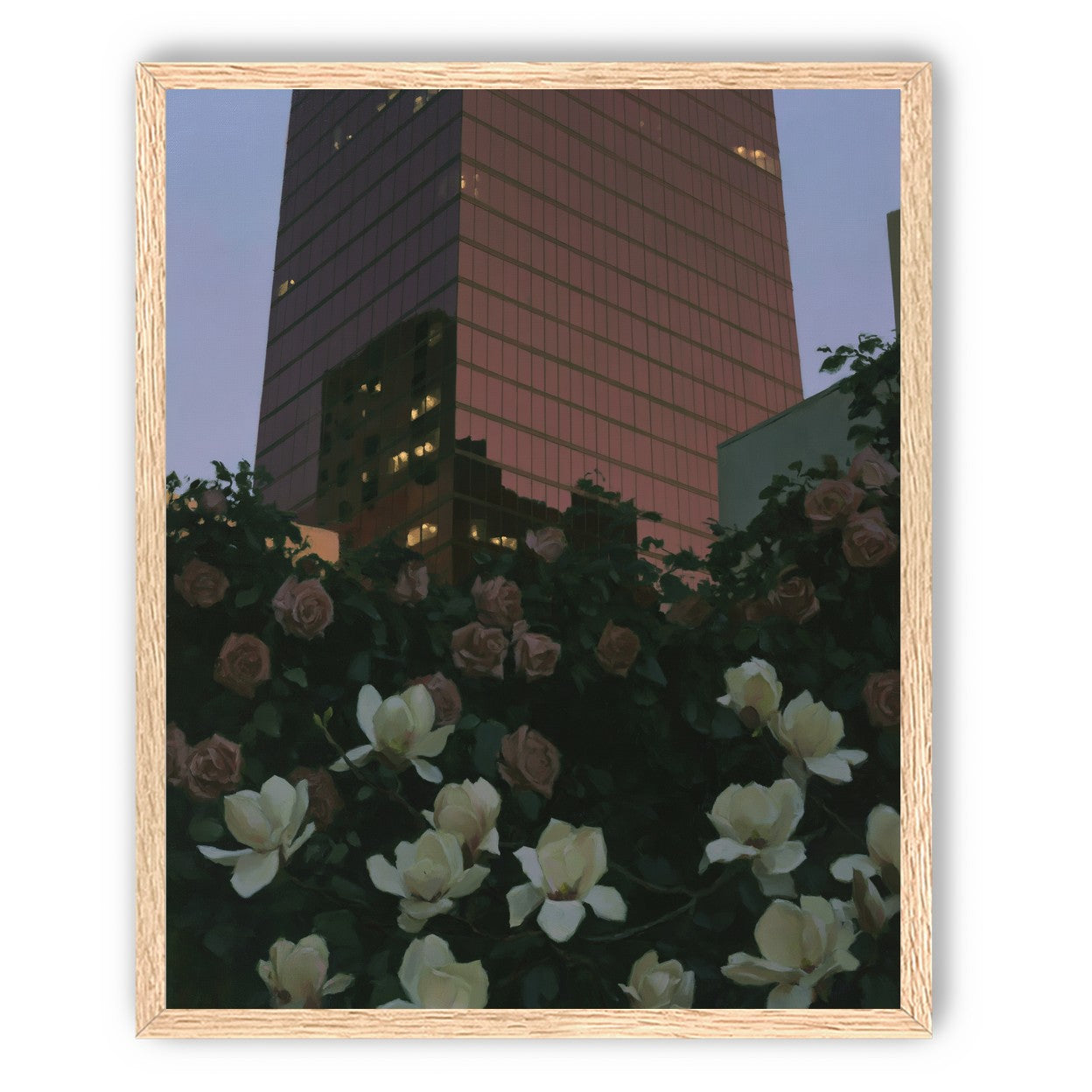 Pink tower above magnolias