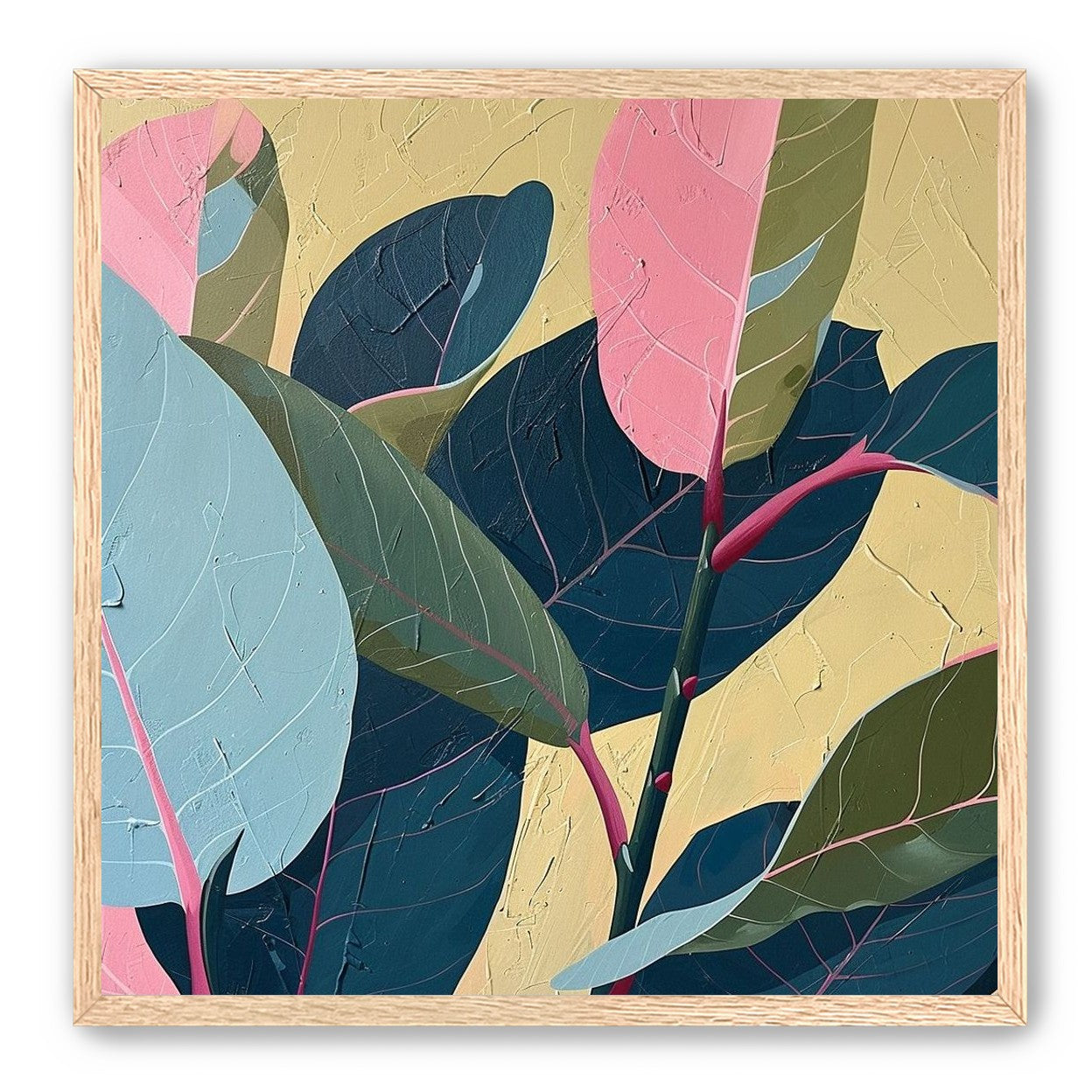 Leaves on cracked plaster