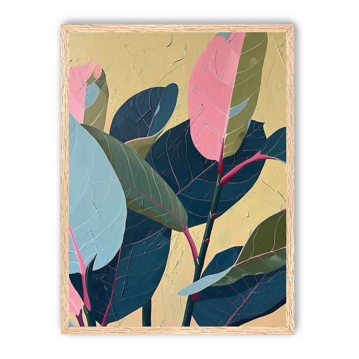 Leaves on cracked plaster