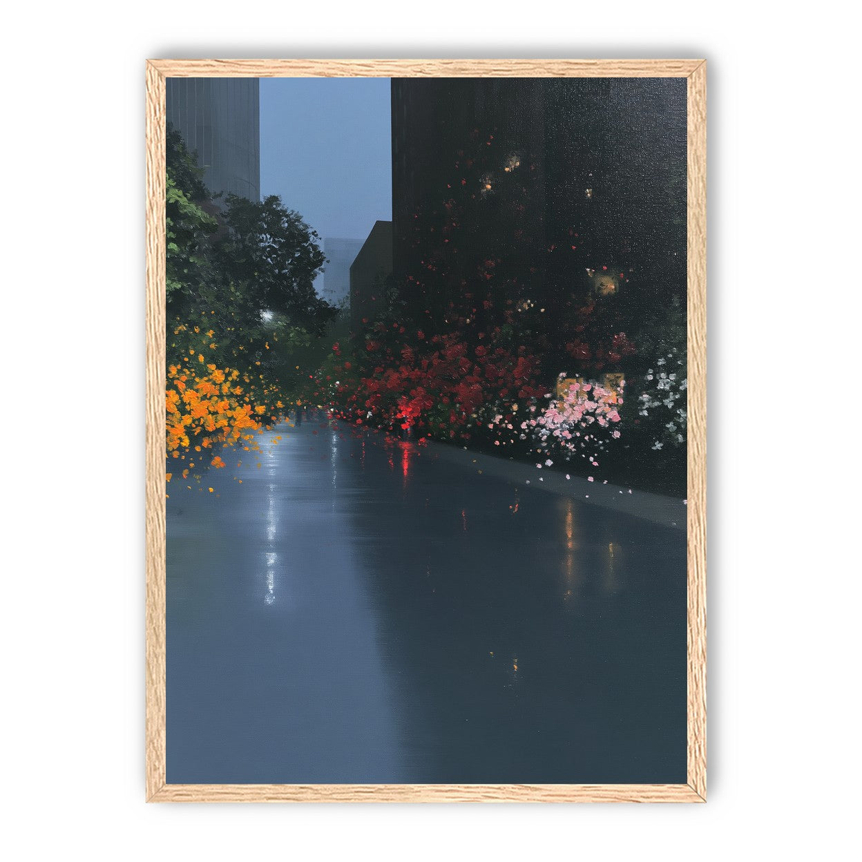 Rainlight on the flowered street