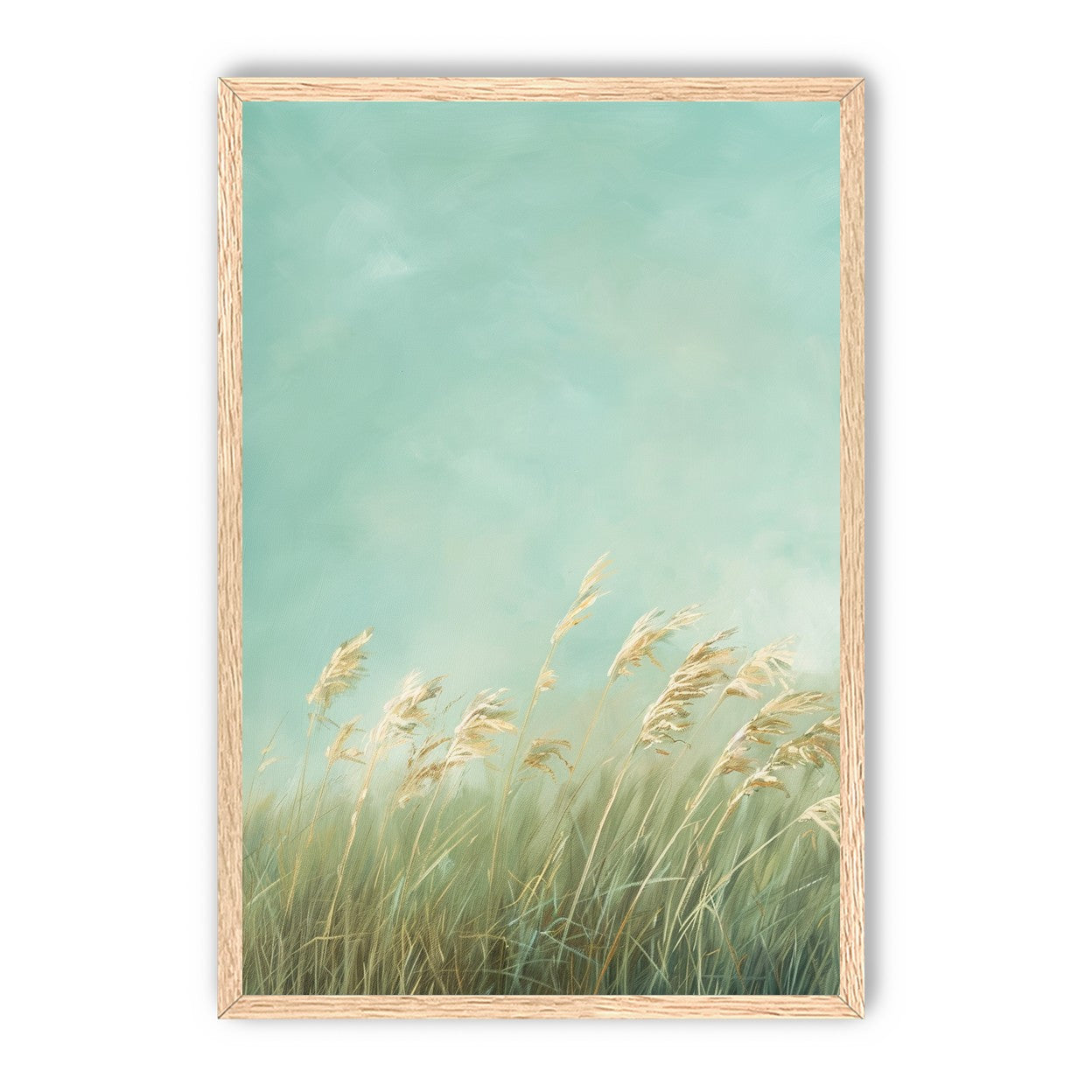 Turquoise sky over pale grass